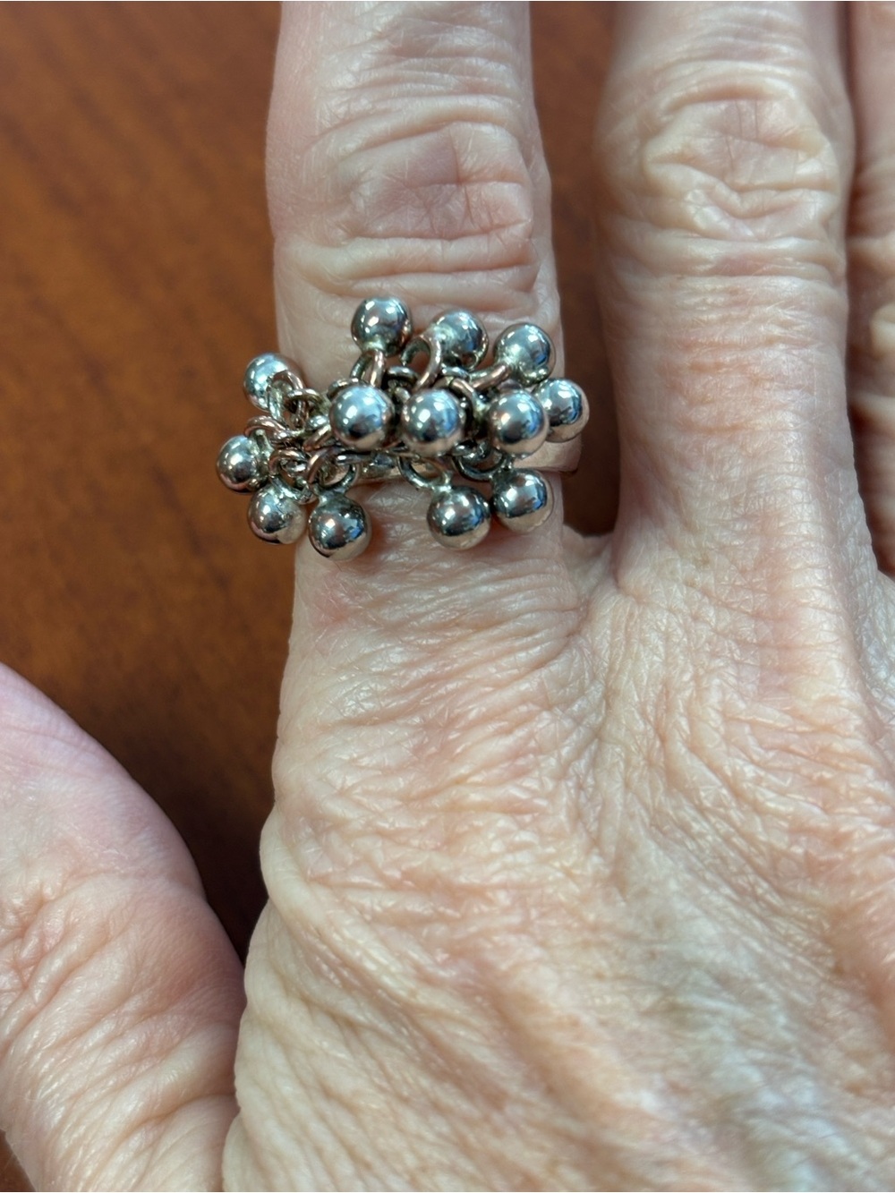 Final Price -  Bead Sterling Silver  Statement Ring - Size 6